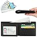 Men's Wallet - RFID Blocking Cowhide Leather Vintage Trifold Wallet (Charcoal Black)