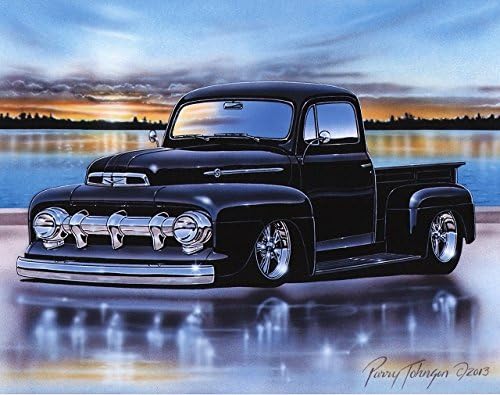 1952 Ford F1 Pickup Hot Rod Truck Art Print Black 11x14 Poster