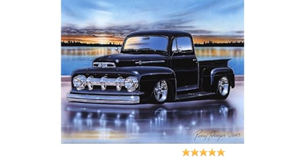1952 Ford F1 Pickup Hot Rod Truck Art Print Black 11x14 Poster