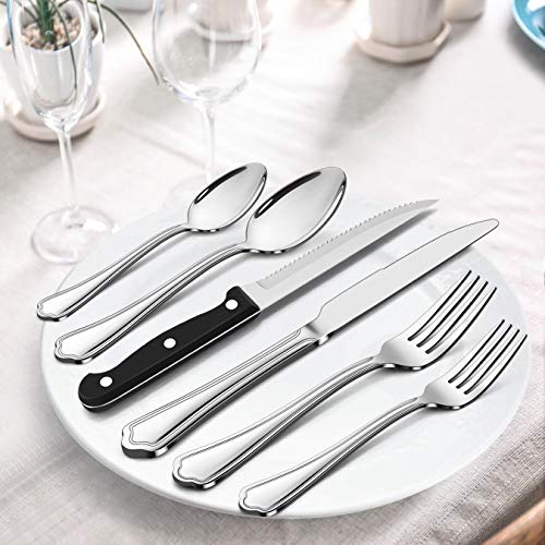 LIANYU 46-Piece Silverware Set With Serving Spoons And Slotted Serving...