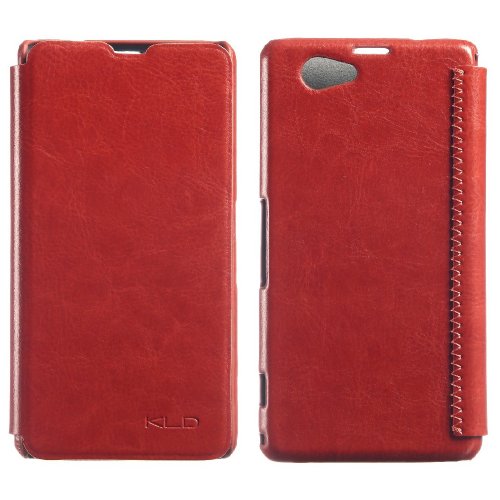 KLD Enland Series Ultra Slim Hard Leather Folio Flip Cover Case for Sony D5503,xperia Z1 Compact, M51w,xperia Z1 Mini (Sony Xperia Z1 mini, Blown)