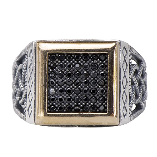 Men s italian stallion art black cz melee statement rin…