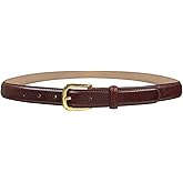 Genuine Full-Grain Cowhide Leather Dress Belt Solid Brass Gold Buckle 1-3/8'' or 1" Wide