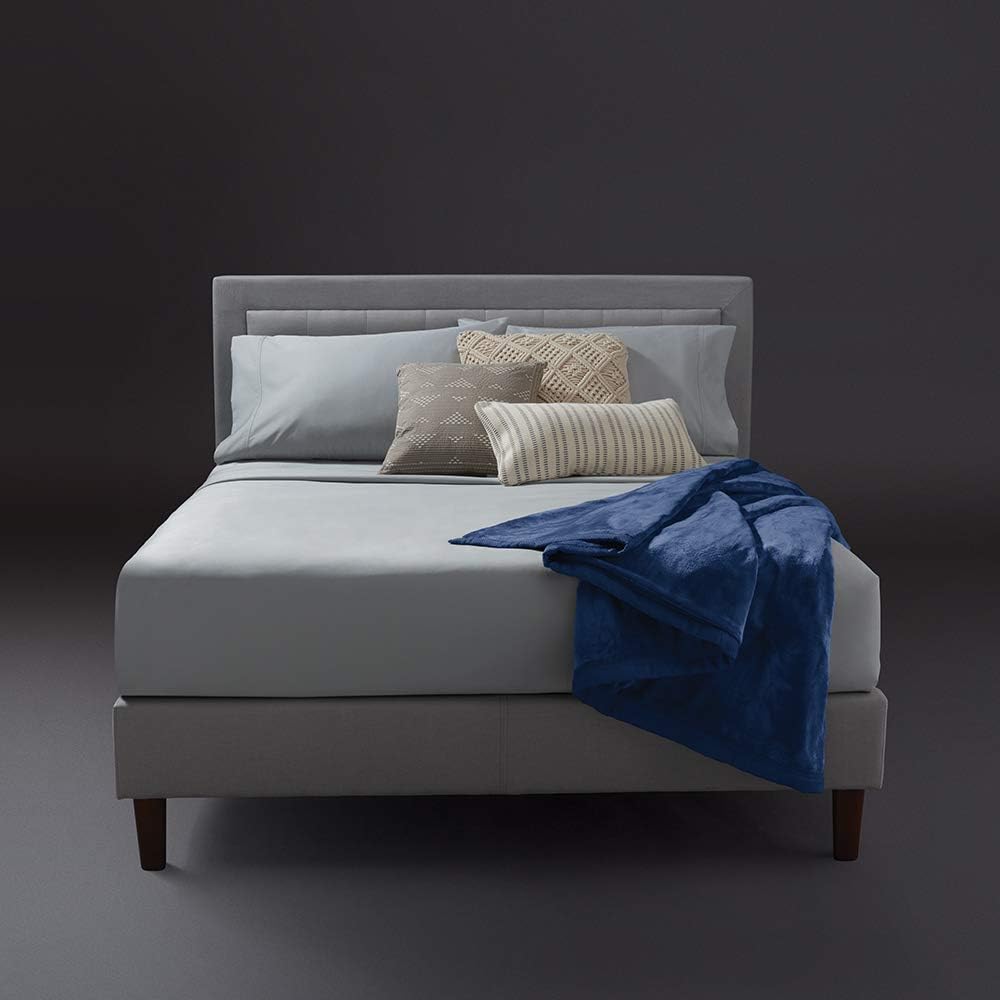 Sunbeam King Premium Soft Electric Heated Blanket Velveteen Plush 20 Heat Settings, Dual Controls (Blue): Home & Kitchen