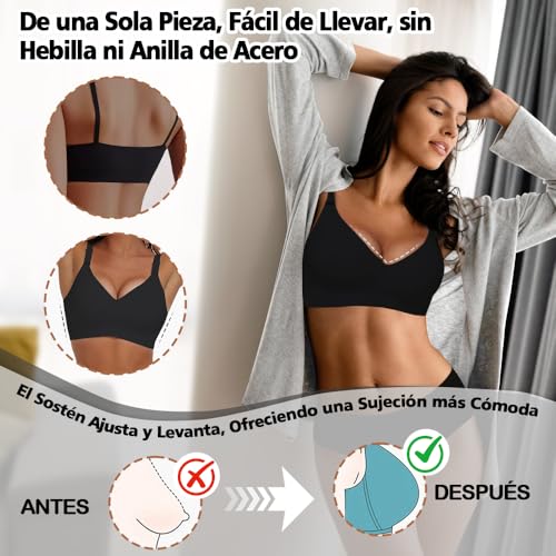 Brasieres Deportivos Mujer, 3 Piezas Sujetador Deportivo con Copas Acolchadas extraíbles, Sin Costuras Sin Varilla V-Sujetadores con Correas Ajustables, para Pilates,Yoga,Fitness