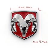 Areyourshop Red Head Grill Tailgate Emblem Badge Sticker Decal Chromed Metal for Dodge Ram 4CMX4.5CM