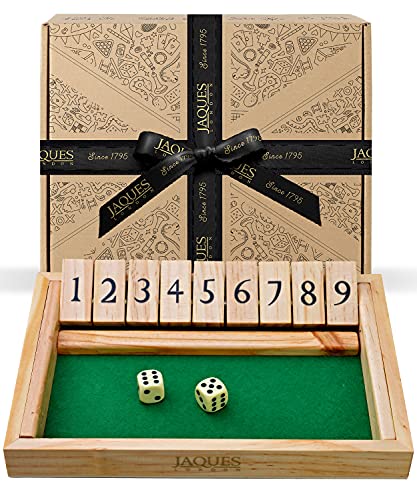 Jaques of London Shut the Box Board Game | Deluxe 9 Numbers Dice Games for Kids | Single Player Board Games for Adults and Children