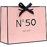ANFENG 50th Birthday Gift Vintage Bag Medium 13in for Women 1975 Mom Anniversary Novelty 50 Year Old Party Paper Tote Bags (Medium Size Black Pink)