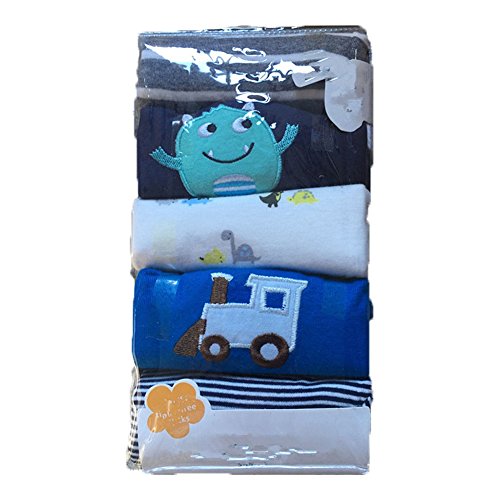 Monvecle Baby Boy 5 Pack Newborn to Toddler Cotton Long Cartoon Pants Gift Set 9M