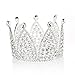 JANOU Crown Cake Topper Crystal Tiara Children Hair Ornaments for Wedding Birthday Party Cake Decoration (Silver)