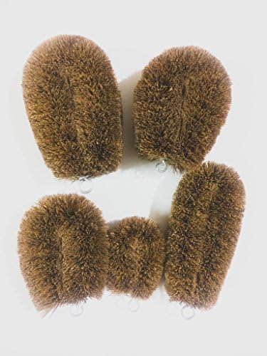 Palmera Coir Tawashi Vegetable Scrubs (Natural Brown, 6/8/9/10/12 cm) - Set of 5