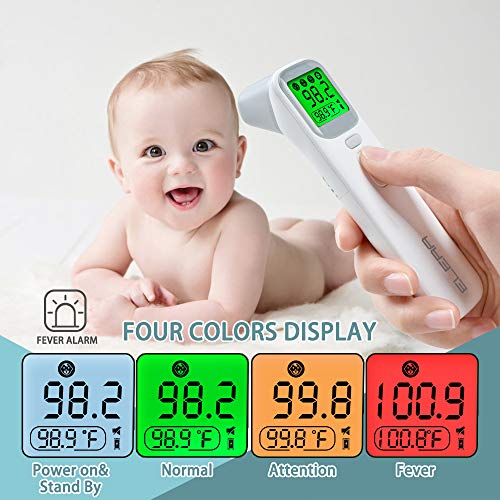 Baby Ear and Forehead Thermometer, ELERA Digital Medical Infrared Thermometer Suitable for Baby, Infants, Toddlers, Adults, Objects and Ambient No Touch with More Accuracy, FDA Approved (White)