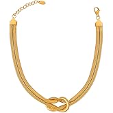 CETVLY Unique Chunky Choker Necklace for Women, Thick Dainty Snake Flat Knot Chain Trendy Statement Minimalist Jewelry