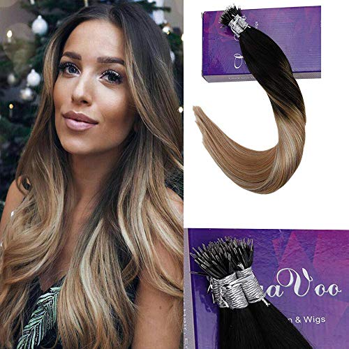 Laavoo 14 Nano Loop Pre Bonded Human Hair Balayage Color Off