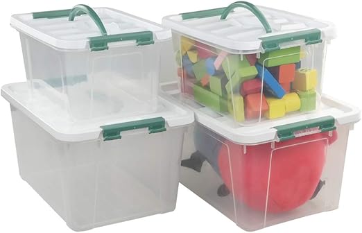 Ordate Caja Plastico Transparente, Tamaño Pequeño y Grande, 4 Unidades: Amazon.es: Hogar