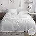 Simple&Opulence 100% Linen Hollow Hemstitch Sheet Set -4 Pieces European Flax Pure Washed Bed Sheets (1 Flat Sheet, 1 Fitted Sheet,2 Pillowcases) -Breathable and Soft (Hemstitch White,Queen)