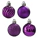 KI Store Purple Christmas Balls 34pcs 1.57-Inch Small Christmas Tree Decoration Ornaments for Xmas Tree Holiday Wreath Garland Decor Ornaments Hooks Included