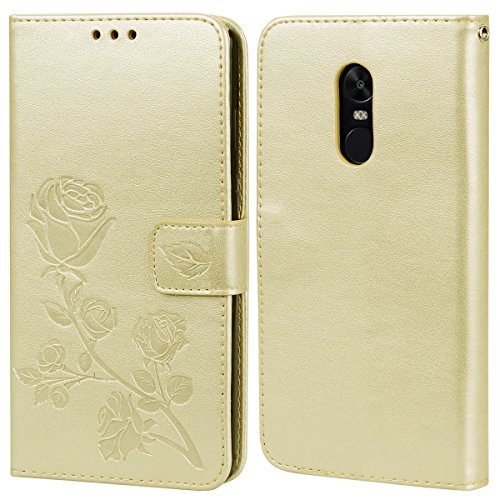 Scheam Xiaomi Redmi Note 4X Case, Premium Bumper Bumper Flip Cover-Golden