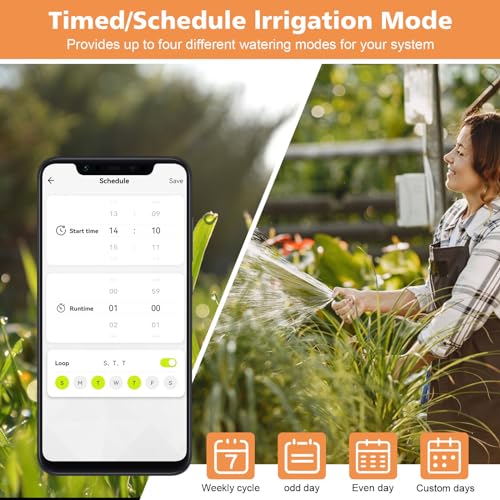 Johgee WiFi Watering Timer, Automatic Watering Timer with WiFi Hub, APP and Voice Control, Programmable Irrigation Timer and Remote Watering for Garden, Lawn
