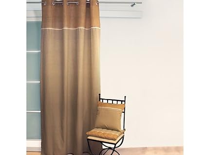 Soleil Docre 031724 Jute Rideau Avec Parement Coton Ecru 140 X 240 Cm