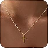 CHESKY Cross Necklace for Women Trendy, Dainty 14K Gold Plated Pearl Cubic Zirconia Cross Pendant Necklace for Womens Simple Diamond Cross Charm Necklace Waterproof Gold Jewelry for Women Gifts