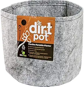 Hydrofarm HGDB1NH Dirt Pot Flexible Fabric, Grey, 1 Gallon Portable Planter, 1 gal