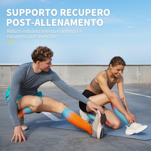 CAMBIVO Graduated Compression Socks Women Men 3 Pairs Compression Knee High Socks 15-20 mmHg, Breathable Long Elastic Socks for Yoga, Cycling, Sports, Travel, Fashion, Varicose Veins and Recovery