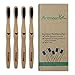 Bamboo Toothbrush Biodegradable Toothbrush with Charcoal Infused and Medium Bristles (4 pack)