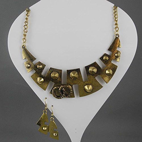1 PC Fashion Jewelry Necklace Making Charms Pendants C6BA3 Bronze Rivets Metal Half Moon Collar A Set Ear Ring