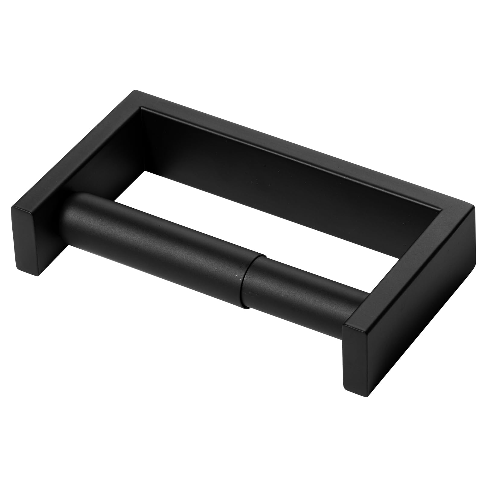 YUET All Metal Toilet Roll Holder Paper Holders Spring Loaded Wall Mounted Flexible Mounting Tissue Stand Hanger Bathroom Kitchen Storage SUS 304 Stainless Steel Painted Finish (Matt Black)