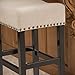 Christopher Knight Home Laramie Backless Linen Counterstools with Brass Nailhead Studs, 2-Pcs Set, Beige