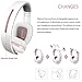 Cat Ear Headphones for Girls - Censi Cat headphones Wireless Over Ear Bluetooth Headsets with Mic for Girlfriend, Wife, Women, Kids, Valentines Day Gifts for Her (White+Pink, Bluetooth)