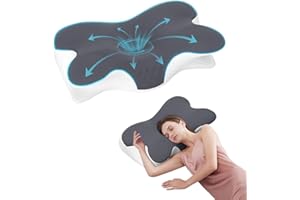 Jpoht Cervical Neck Pillow for Neck and Shoulder Pain, Side Sleeper Pillow,Memory Foam Butterfly Pillow