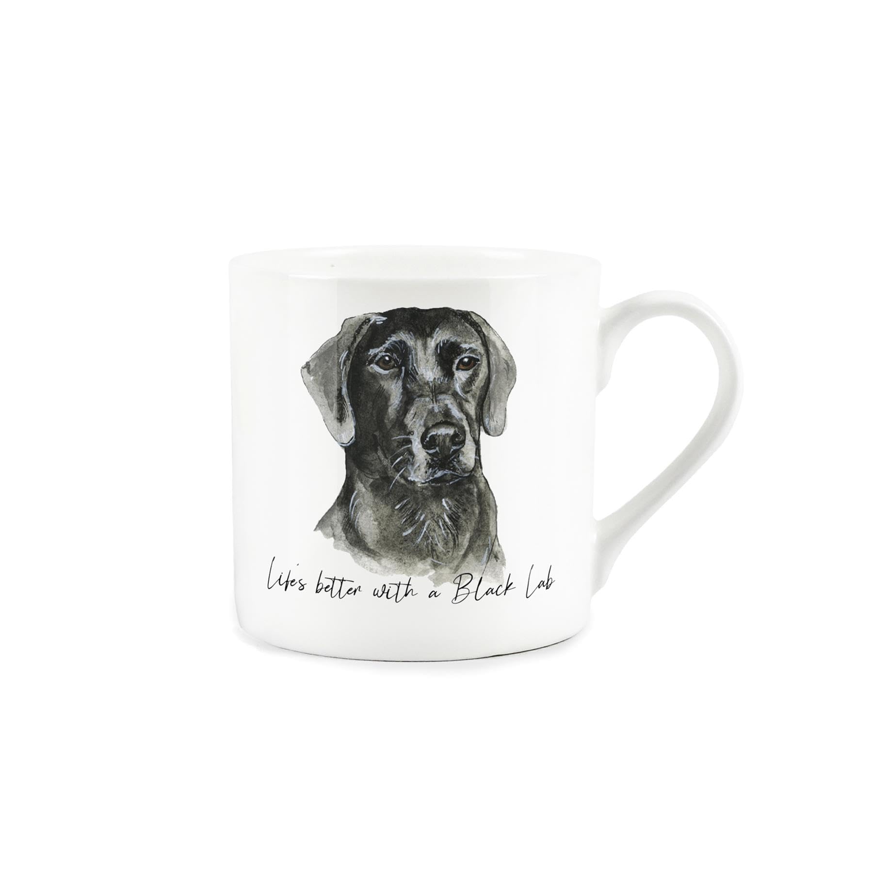 Purely Home Black Labrador Mug - Lifes Better with a Black Lab Bone China White Mug - Tea/Coffee Gift for Dog Lovers