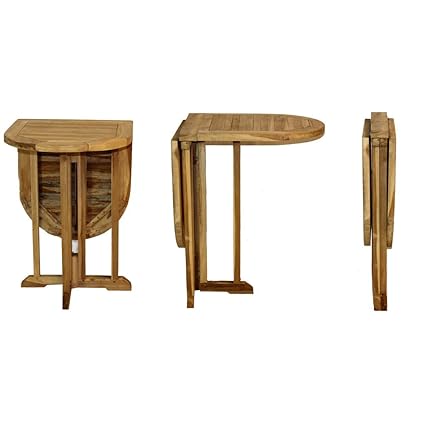 AMBIENTE-LEBENSART.DE Balkontisch-Klapptisch-Gartentisch-Beistelltisch-Bistrotisch-Teak-Massiv-Holz Oval 120 x 60 x 75cm Gate