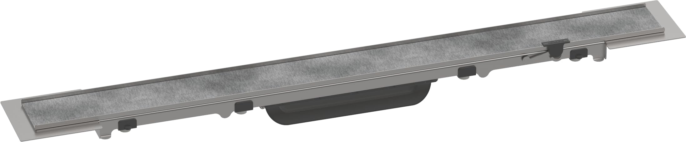 hansgrohe 56029000 RainDrain Rock Fertigset Duschrinne 600 kürzbar und befliesbar Complete Set Shower Channel, Chrome, 60 cm