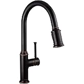 Lava Odoro Oil Rubbed Bronze Kitchen Faucet with Pull Down Sprayer, Single Handle Kitchen Sink Faucet Bronze Faucet for Kitchen Sink 1 Hole and 3 Hole, Deck Plate Included, KF421-ORB
