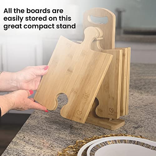JAUNCO Bamboo Cheese Board Set Of 4 Large Charcuterie Boards Unique