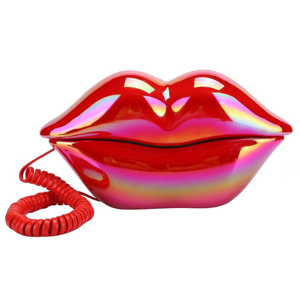 Wired Landline Telephone, Corded Small Fashionable Red Lips Desktop Landline Phone for Home/Office, for Friends/Family