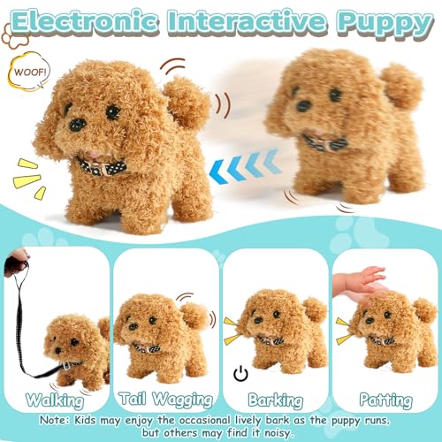 jerryvon Dog Barking and Walking – Toys Children 2 Years Old Dog Toy Walking and Barking Gift Girl 2 3 4 Years Plush Realistic Dog Animals Toy for Children