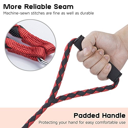 PETBABA Double Dog Leash, 4.6ft No Tangle Dual Rope Coupler, Heavy Duty 2 Way Lead Splitter with Soft Padded Handle, Walk Train Two Big Pet in Red