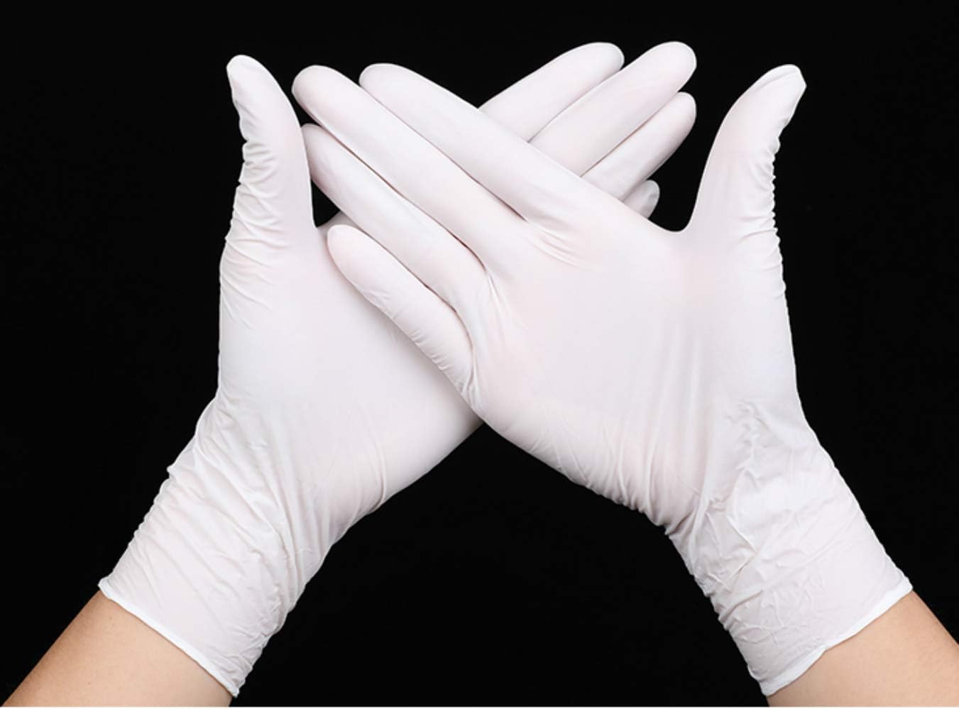 Barber shop one-time sterilization experiment protective rubber skin waterproof powder-free Dingqing extraction protective gloves, 100 XL White thin