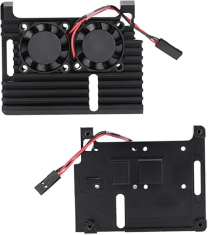 Hopcd Estuche de Ventilador de Doble enfriamiento para Raspberry Pi Armadura de aleación de Aluminio Estuche con Ventilador de Doble Enfriador para Raspberry Pi 4 Modelo B