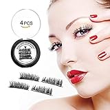 HOMFUL Upgraded Magnetic Eyelashes, Dual Magnetic Eyelashes, Glue-Free 3D Reusable Full Size Eyelashes, 0.2mm Ultra Light Weight Eyelashes with Natural Look & Premium Quality, Best for 2019
