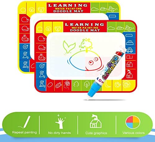Szjsl Magic water canvas Large Doodle Mat Water Painting Drawing Writing Board Toy + 2 Magic Pens for Baby Kids Gift,graffiti accessories