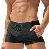 Alonea Fashion Swimsuit Swimming Trunks Briefs Beach Shorts Mens Underpant (XXL, Black)