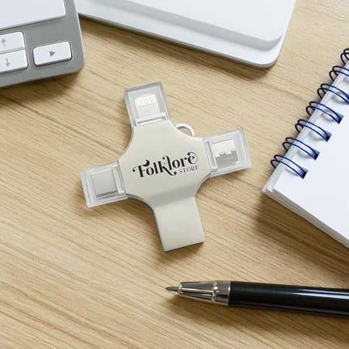 Pen Drive OTG 4 em 1 (256 GB), Armazenamento Externo, Pendrive de Fotos, USB 3.0 Memory Stick Jump Drive PhotoStick para iPad, Android, PC, iPhone.