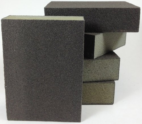 4 Sided Sanding Block, Pack of 5 Foam Blocks, Sponge Pad, Hand Sanding Tool (100 Grit Fine)