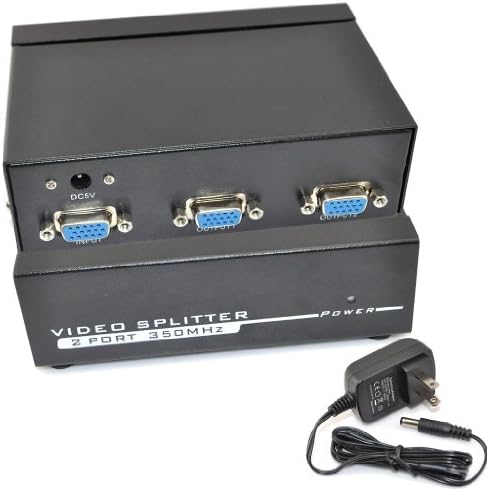 OLLGEN 1 PC to 2 Port VGA Switch Selector Box 1x2 Audio Switch SVGA Audio Video LCD Monitor Splitter Switcher Switch Box (5.3 x 3.35 x 1.65inch)