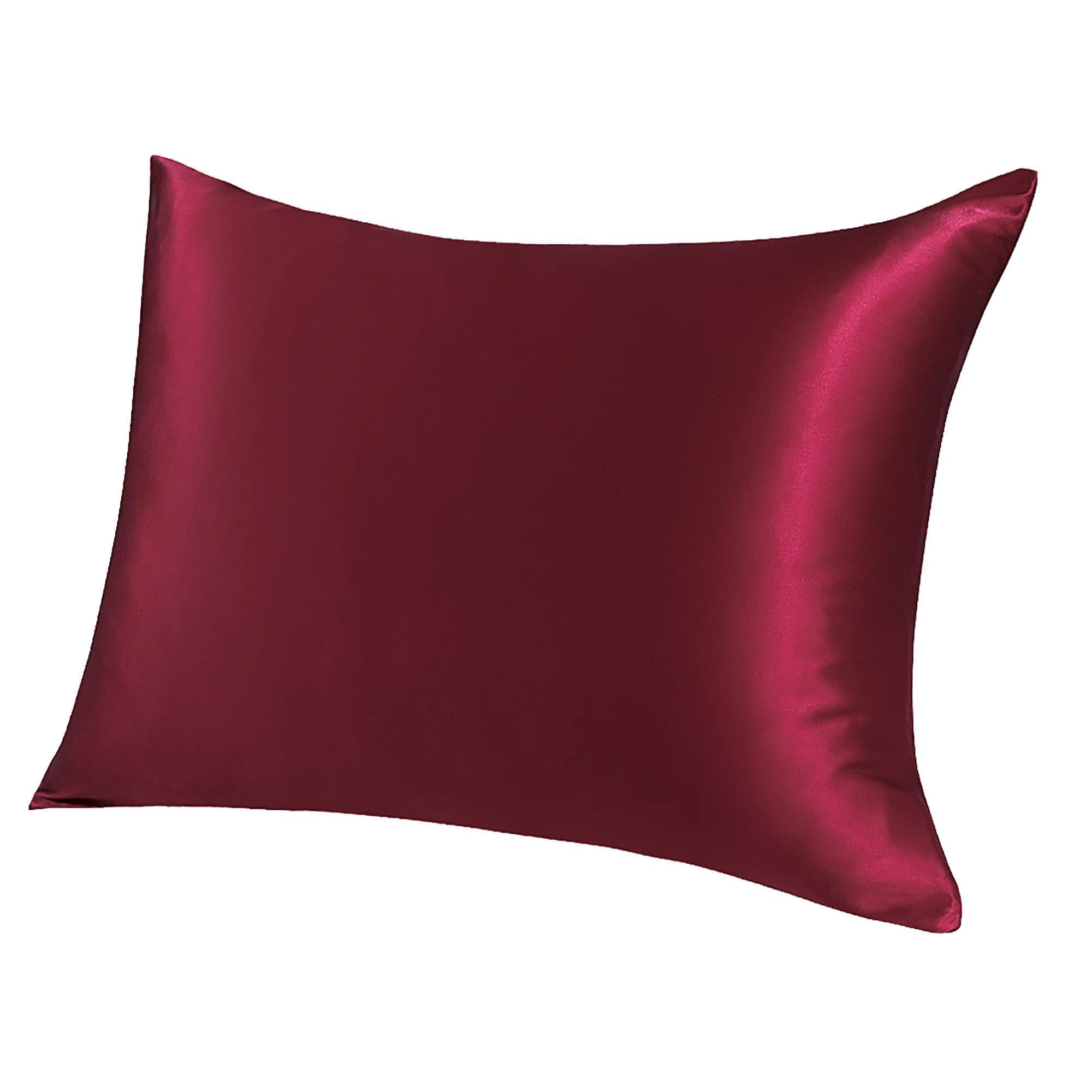 PiccoCasa 100% Silk Pillowcase for Hair and Skin, Both Side 400 Thread Count 19 Momme Silk Pillow Cases with Hidden Zipper, 1 Pc Bright Red 50x75cm
